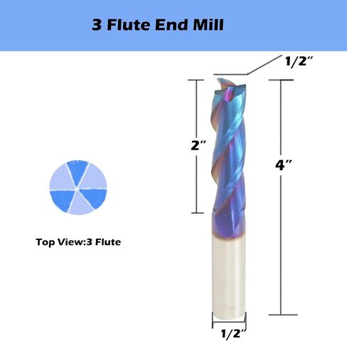 VIC004 Upcut CNC Router Bits 1/4 inch Shank 1/8'' Cutting Dia Spiral Router Bit, 3-Flutes Carbide End Mills with Coating Milling Cutter for Wood PVC Engraving(1/4S*1/8D*1-1/4CL*2-1/2OVL) in Saudi Arabia