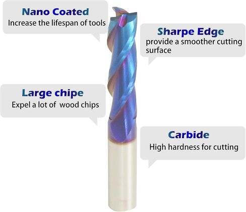 VIC004 Upcut CNC Router Bits 1/4 inch Shank 1/8'' Cutting Dia Spiral Router Bit, 3-Flutes Carbide End Mills with Coating Milling Cutter for Wood PVC Engraving(1/4S*1/8D*1-1/4CL*2-1/2OVL) in Saudi Arabia