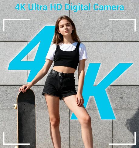 Digital Camera, 2026 Upgraded FHD 4K Small Digital Cameras with 64GB SD Card 2 Batteries, Compact Digital Camera with 16X Digital Zoom, Autofocus Travel Cameras for Vlogging for Teens Kids Boys Girls in Kuwait