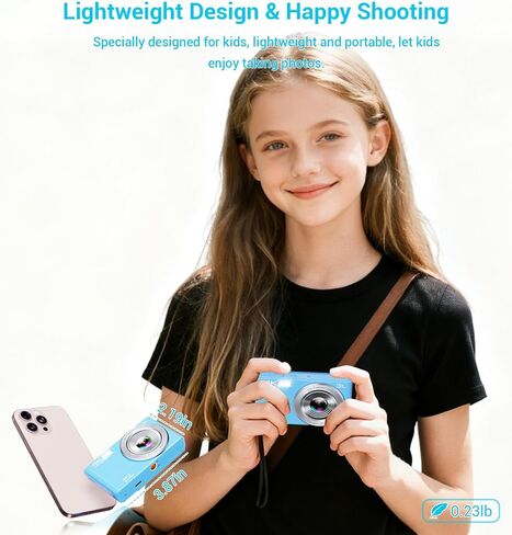 Digital Camera, 2026 Upgraded FHD 4K Small Digital Cameras with 64GB SD Card 2 Batteries, Compact Digital Camera with 16X Digital Zoom, Autofocus Travel Cameras for Vlogging for Teens Kids Boys Girls in Kuwait