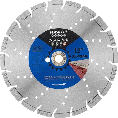 RHAPSODY 14Inch Laser Welded Diamond Saw Blade,Segmented All Purpose Blade | Supreme Diamond Blade Dry/Wet Cutting Hard/Reinforced Concrete, Asphalt,Granite, Masonry, Brick, Block,1"-20mm Arbor in Saudi Arabia