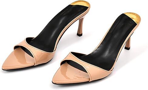 Women's Open Pointed Toe Slingback Sandals Leather Comfort Slip On Stiletto Heels For Party Evening Dress Daily in Saudi Arabia