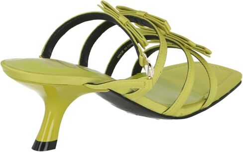 VERSACE JEANS COUTURE WOMEN'S SABOT SANDAL IN FLUO YELLOW LIME SATIN WITH BOWS AND HEEL (50MM) 74VA3S47ZS185 in Saudi Arabia