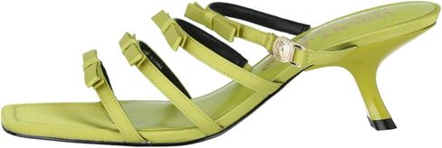 VERSACE JEANS COUTURE WOMEN'S SABOT SANDAL IN FLUO YELLOW LIME SATIN WITH BOWS AND HEEL (50MM) 74VA3S47ZS185 in Saudi Arabia