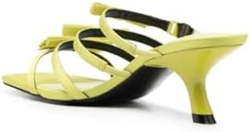VERSACE JEANS COUTURE WOMEN'S SABOT SANDAL IN FLUO YELLOW LIME SATIN WITH BOWS AND HEEL (50MM) 74VA3S47ZS185 in Saudi Arabia