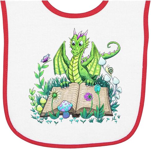 inktastic Spring Dragon Reading Book Baby Terry Cloth Bib in Saudi Arabia