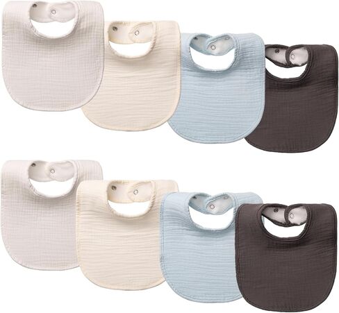 8-Pack Cotton Baby Drool Bibs - Quick-Dry Absorbent Bandana Bibs, Adjustable Snaps for Newborn to 24M in Kuwait