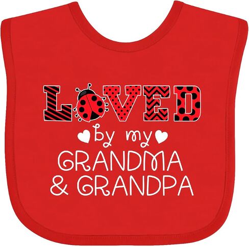 inktastic Loved By My Grandma and Grandpa- Cute Ladybug Baby Bib in Saudi Arabia