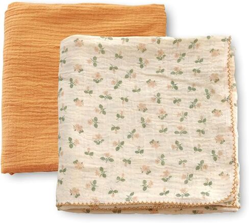 Baby Swaddle Newborn Recieving Blanket 100% Cotton Muslin 2Pack Nursery Wrap Lace Design 40"x40" in Kuwait