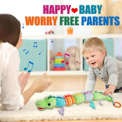 Baby Sensory Toy 0-6 Month Musical Pink Crocodile Plush Toy for Infant 0-3-6 Months Rattles with rustling Sounds and Tummy time Sensory Toys Baby Shower Birthday Gifts in Saudi Arabia