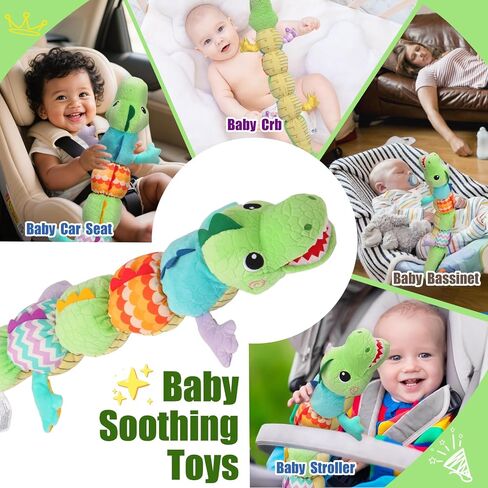 Baby Sensory Toy 0-6 Month Musical Pink Crocodile Plush Toy for Infant 0-3-6 Months Rattles with rustling Sounds and Tummy time Sensory Toys Baby Shower Birthday Gifts in Saudi Arabia