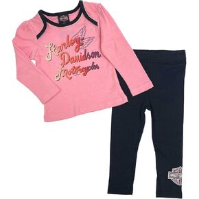 Harley-Davidson Baby Girls' 2 Piece Infant Set, Long Sleeve Tee & Knit Pant Set in Kuwait