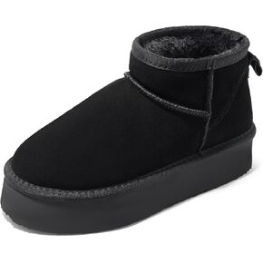 أحذية طويلة من الجلد السويدي للنساء للشتاء والثلج الدافئ مبطنة بالفرو للاستخدام الخارجي in Kuwait