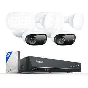 REOLINK16MP Dual Lens PoE Security Camera with 180° View Bundle with 8CH Network Video Recorder for Home Security Camera System, 2X Elite Pro Floodlight PoE with RLN8-410 (2TB HDD) in Saudi Arabia