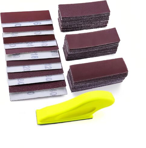 3.5"x1" Micro Detail Sander Kit for Tight Spaces Crafts with 70 PCS 40-600 Grit Sandpaper Wood Finishing DIY Polishing Tool in Saudi Arabia