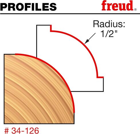 Freud Quadra-Cut Radius Rounding Over Bit with Perma-Shield Coating for Flawless Finish - 4 Cutters, 1/2" Shank Dia., 1/2" Radius, 2-3/4" Length - 34-126 in Saudi Arabia
