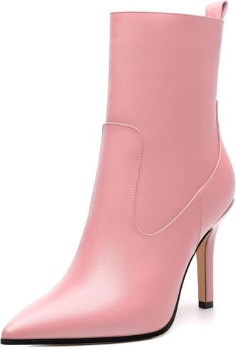 Womens Ankle Boots, Pointed Toe High Heel Ankle Booties for Women, Womens Stilettos Short Boots Zipper 3.6",Women Shoes for Workpalce, Street and Banquet. in Saudi Arabia