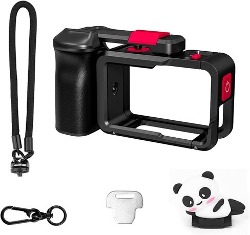 Full Camera Cage fits for DJI Action 4/3/5 PRO, Aluminum Metal Protective Frame for DJI Osmo Action 4/3/5 Pro Camera Accessories, Rabbit Housing Case with 1/4" Thread Hole & Cold Shoe Mount in Saudi Arabia