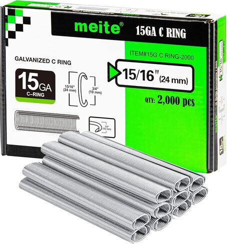 meite 15 Gauge 3/4" Hog Rings, Galvanized Hog Ring Staples for SC7C, SC7C-I2 Hog Ring Stapler, C Ring Staples for Mattress Springs, Seat Assembly, Wire Cages (10,000 Counts) in Kuwait