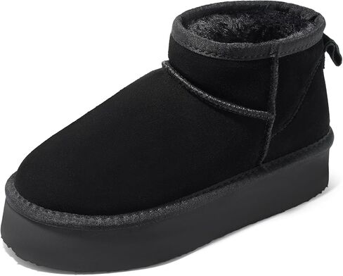 أحذية طويلة من الجلد السويدي للنساء للشتاء والثلج الدافئ مبطنة بالفرو للاستخدام الخارجي in Kuwait