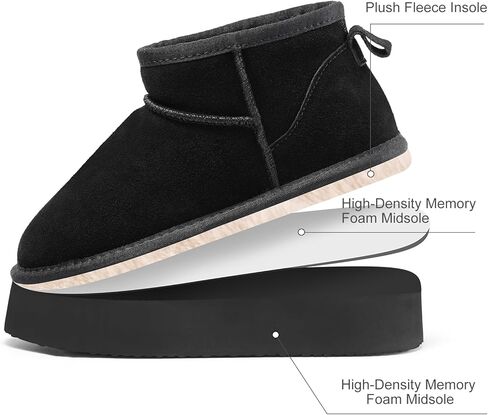 أحذية طويلة من الجلد السويدي للنساء للشتاء والثلج الدافئ مبطنة بالفرو للاستخدام الخارجي in Kuwait