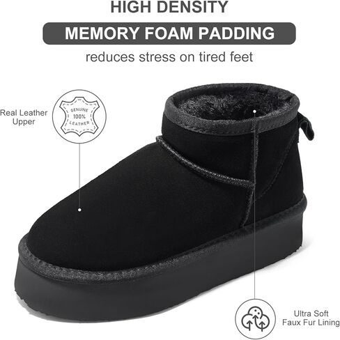 أحذية طويلة من الجلد السويدي للنساء للشتاء والثلج الدافئ مبطنة بالفرو للاستخدام الخارجي in Kuwait