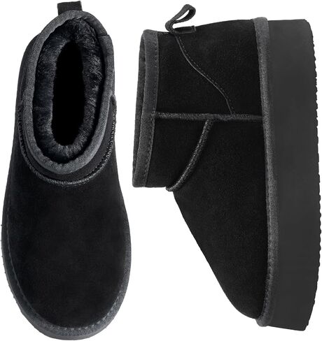 أحذية طويلة من الجلد السويدي للنساء للشتاء والثلج الدافئ مبطنة بالفرو للاستخدام الخارجي in Kuwait