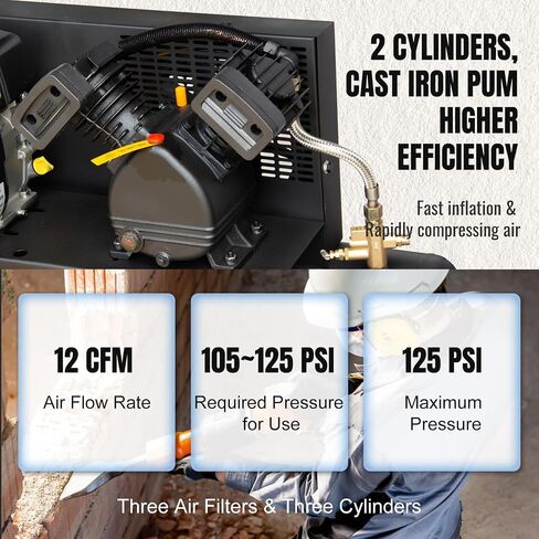 6.5HP Gas Powered Air Compressor 12CFM Portable Gasoline Driven Piston Pump Air Compressed System with 125PSI Max. Pressure and 9 Gal Air Tank for Workshop, Construction Sites, Machinery in Kuwait