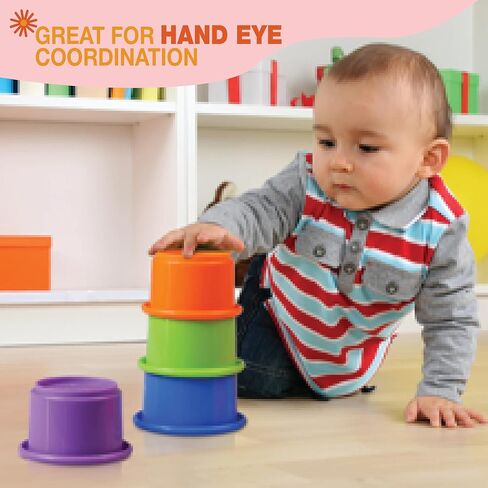 Colorful Stacking Cups for Babies and Toddlers, 8 PCS Nesting and Stackable Cups for Bath, Beach, Montessori Play, Early Learning and Fine Motor Skill Development - 8 Count in Saudi Arabia