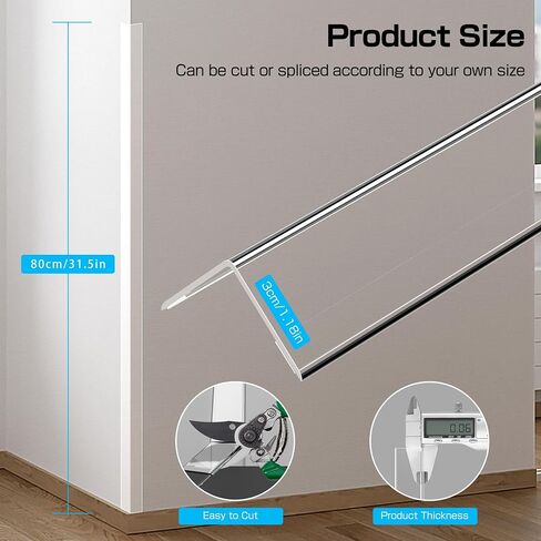39.4" x 1.18" Wall Corner Protectors, 2PCS Clear Self-Adhesive Guards, Corner Guards & Edge Protector for Walls, Cabinet Doors, Edge Protector Trim, Easy to Install and Clean in Saudi Arabia