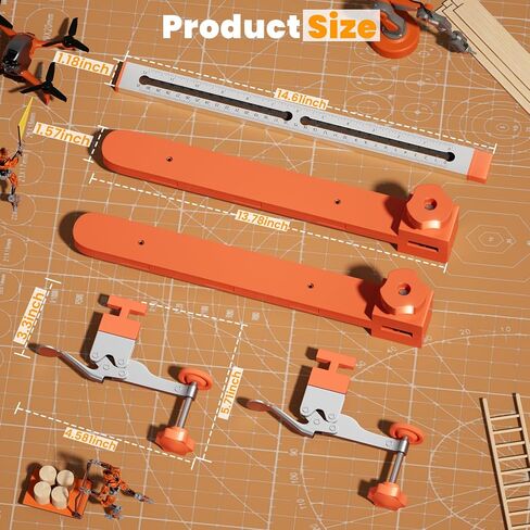 2.0 Adjustable Drawer Slide Jig With Toggle Clamp & Magnetic Arm, Precision Cabinet Drawer Jig Tool With Laser-Engraved Dual-Scale Mark For Mounting Drawer Slide, Providing Easy Installation in Saudi Arabia