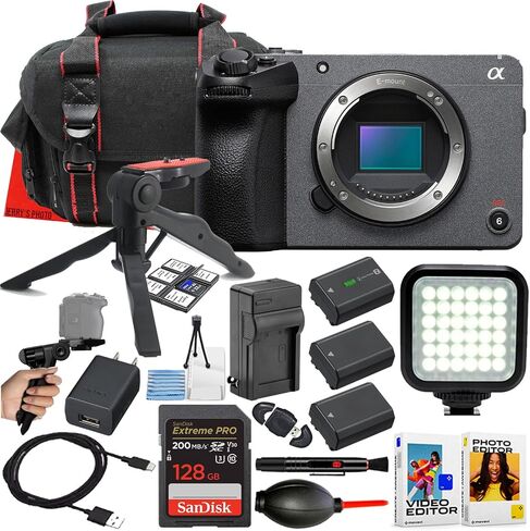 Sony FX30 Digital Cinema Camera Body Only + 128 GB Memory + LED Light + 2pc Extra Battery + Hand Grip Stabilizer Tripod + More (17pc Bundle) (Renewed) in Saudi Arabia