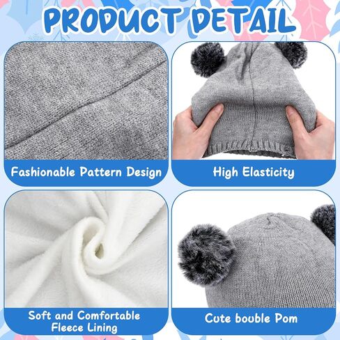 Baby Winter Hat Scarf Set, Soft Warm Toddler Beanie with Velvet Lining Neck Warmer, Cute Pom Girls Boys Kids Knit Hat for Cold Weather, Baby Winter Essentials 6-12 Months in Saudi Arabia