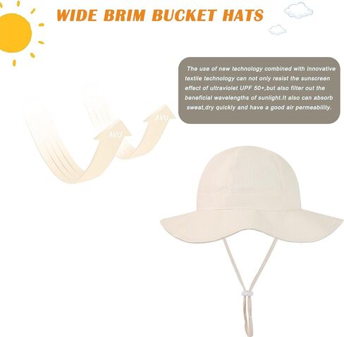 Baby Girl Sun Hat Infant Summer Beach Hats with UPF 50+ Toddler with Wide Brim Strap Outdoor Bucket Hat in Saudi Arabia