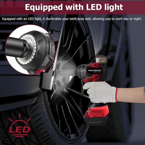 Cordless Impact Wrench Compatible with Milwaukee M18 18V Battery, 1/2" 406Ft-lbs (550N.m) Brushless Electric Impact Wrench, High Torque Impact Gun with 3-Speed Mode, 2 Sockets for Car Home(No Battery) in Saudi Arabia