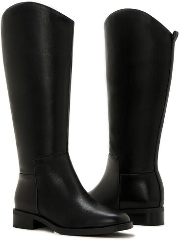 ZXHYZLZ Women's Wide Calf Knee High Boots – Plus Size Pull-On Flat Riding Boots, Comfortable Tall Equestrian Style for Fall & Winter in Saudi Arabia