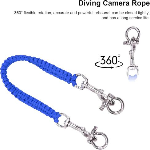 Alomejor Diving Camera Lanyard with Heavy Duty 360° Flexible Rotation Clips for Cameras and Dive Lights(sapphire) in Saudi Arabia