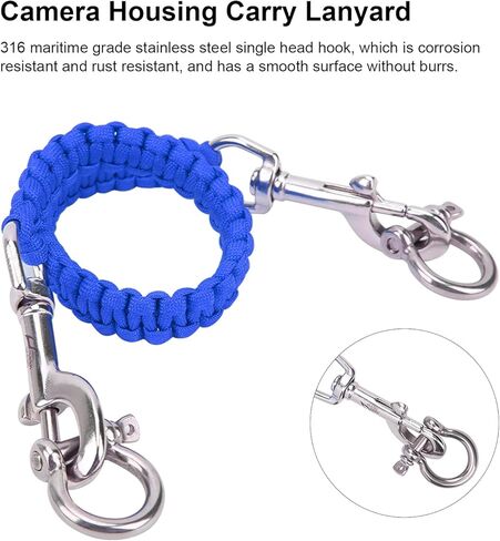 Alomejor Diving Camera Lanyard with Heavy Duty 360° Flexible Rotation Clips for Cameras and Dive Lights(sapphire) in Saudi Arabia