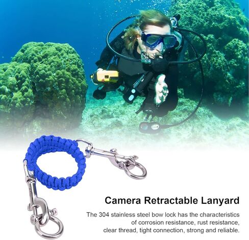 Alomejor Diving Camera Lanyard with Heavy Duty 360° Flexible Rotation Clips for Cameras and Dive Lights(sapphire) in Saudi Arabia
