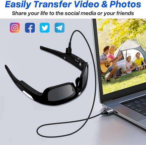 Camera Glasses HD 4K Video Camera Sunglasses, Smart Glasses Camera for Men Women, Action Camera with UV400 Protection Polarized Lens Support Photos/Videos Recording for Outdoor Activities in Saudi Arabia