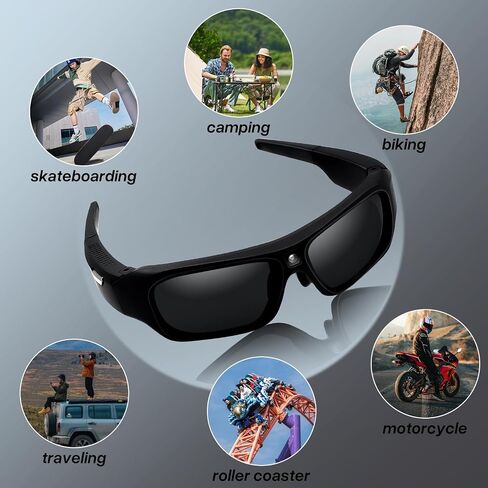 Camera Glasses HD 4K Video Camera Sunglasses, Smart Glasses Camera for Men Women, Action Camera with UV400 Protection Polarized Lens Support Photos/Videos Recording for Outdoor Activities in Saudi Arabia
