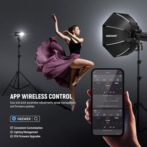 NEEWER Q200 Monolight 200Ws 2.4G TTL 1/8000 HSS App التحكم في الاستوديو الخارجي مع قطعة قماش للتنظيف بطارية 3200 مللي أمبير في الساعة التصوير Speedlite 10W ضوء النمذجة 0.01-1.5 ثانية إعادة التدوير 750 فلاش كامل الطاقة in Kuwait