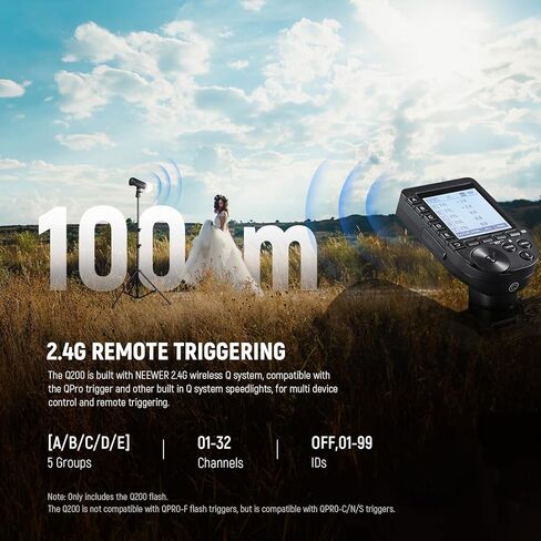 NEEWER Q200 Monolight 200Ws 2.4G TTL 1/8000 HSS App التحكم في الاستوديو الخارجي مع قطعة قماش للتنظيف بطارية 3200 مللي أمبير في الساعة التصوير Speedlite 10W ضوء النمذجة 0.01-1.5 ثانية إعادة التدوير 750 فلاش كامل الطاقة in Kuwait