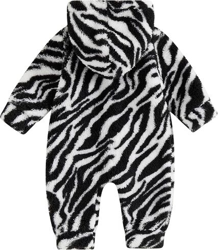 Newborn Boys Girls Fleece Western Jumpsuit Long Sleeve Button Zebra Cow Print Hooded Romper Infant Baby Winter Clothes in Saudi Arabia