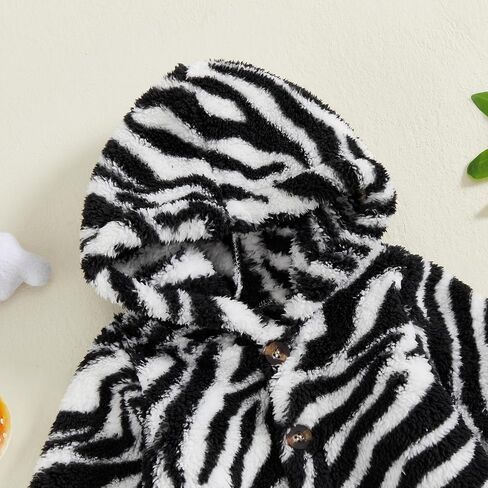 Newborn Boys Girls Fleece Western Jumpsuit Long Sleeve Button Zebra Cow Print Hooded Romper Infant Baby Winter Clothes in Saudi Arabia