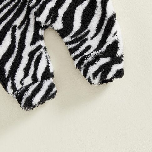 Newborn Boys Girls Fleece Western Jumpsuit Long Sleeve Button Zebra Cow Print Hooded Romper Infant Baby Winter Clothes in Saudi Arabia