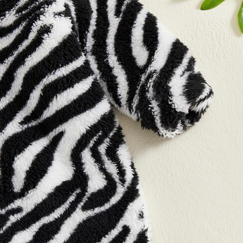 Newborn Boys Girls Fleece Western Jumpsuit Long Sleeve Button Zebra Cow Print Hooded Romper Infant Baby Winter Clothes in Saudi Arabia