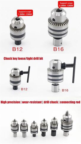 1PCS Precision Drill Chuck B12 B16 Wear-resistant Drill Chuck With Connecting Rod For Polishing, Grinding, Cutting Table Grinding(B12 drill chuck 10mm) in Saudi Arabia