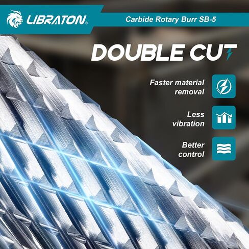 Libraton Carbide Burr Bit SB-5, Double Cut Die Grinder Bits 1/4" Shank, Tungsten Carbide Burr Set for Metal Steel, Deburring Carving Polishing, Rotary Tool Bits Protective Storage Case in Saudi Arabia