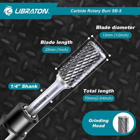 Libraton Carbide Burr Bit SB-5, Double Cut Die Grinder Bits 1/4" Shank, Tungsten Carbide Burr Set for Metal Steel, Deburring Carving Polishing, Rotary Tool Bits Protective Storage Case in Saudi Arabia